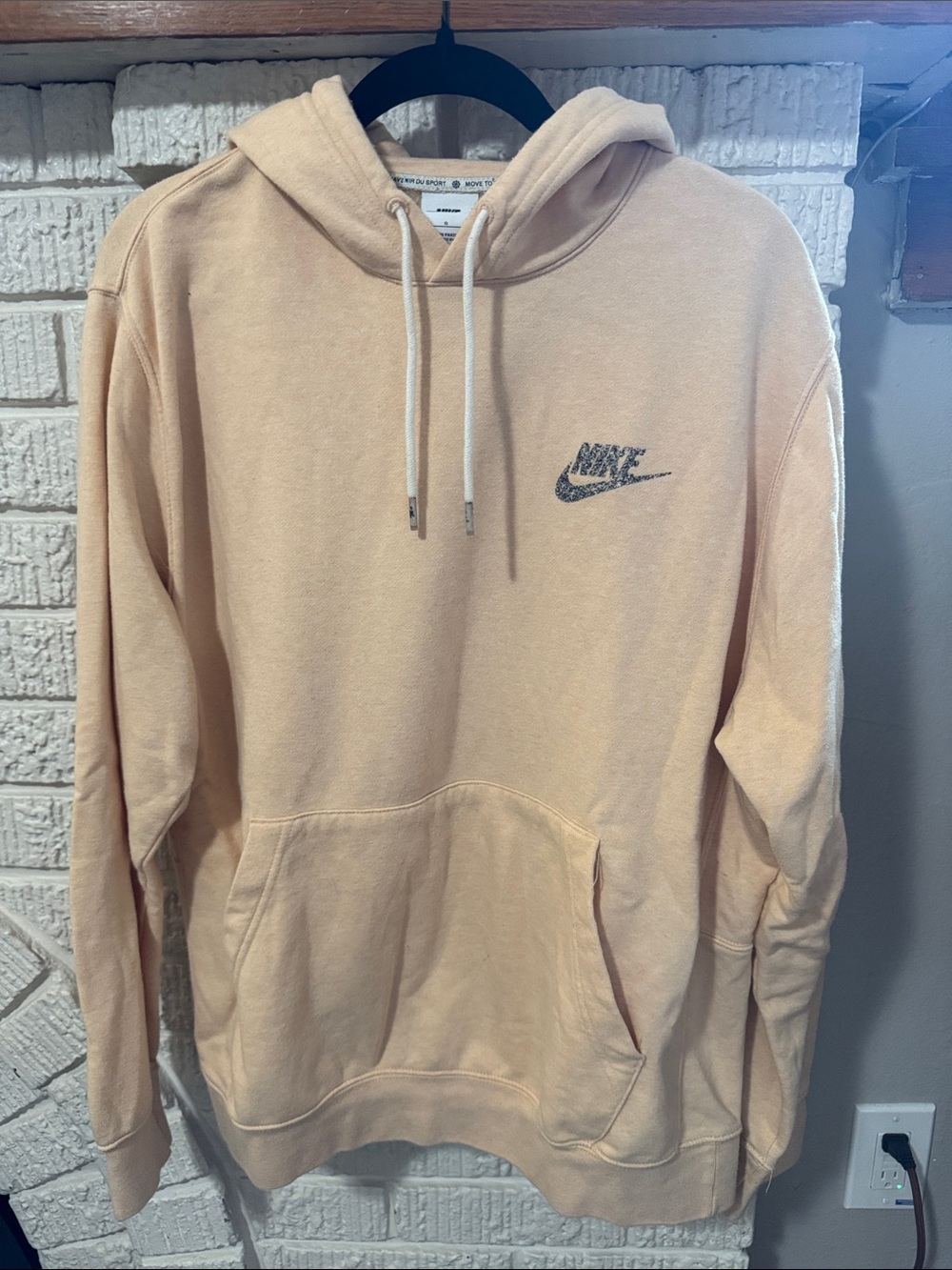Nike Men's Light Peach Pullover Hoodie with Logo